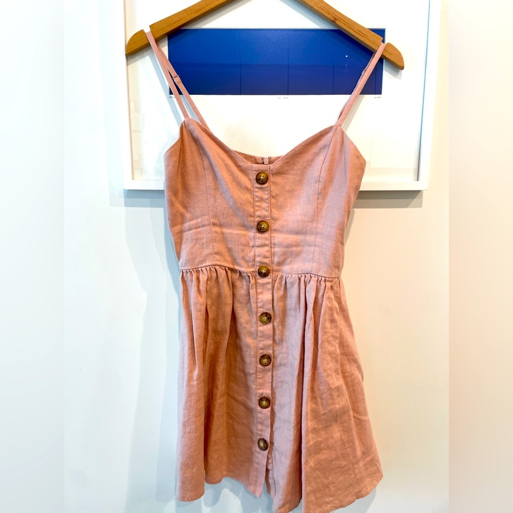 Reformation blush pink linen mini dress